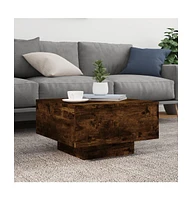 vidaXL Coffee Table with Led Lights Smoked Oak 21.7"x21.7"x12.2"