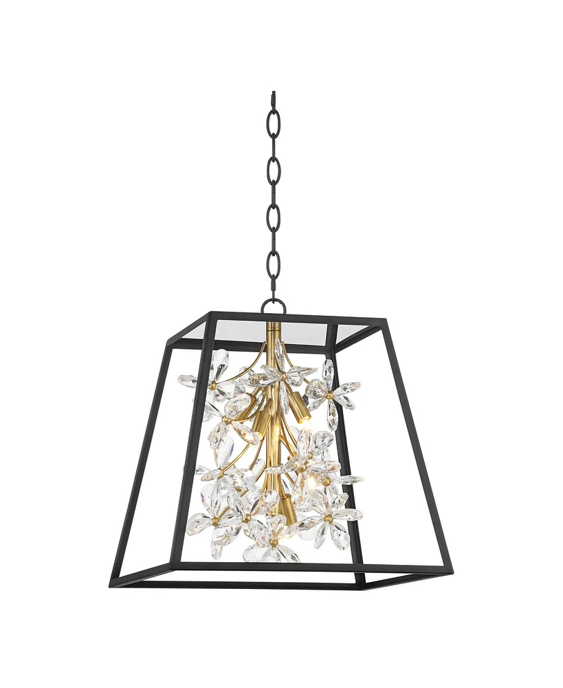 Possini Euro Design Carrine 15 3/4" Wide Black and Gold 5-Light Led Pendant