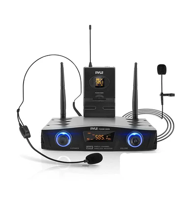 Pyle Wireless Belt-Pack Microphone System with Usb Powered Receiver, Headset & Lavalier Microphones