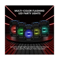 Pyle 12” Bluetooth Portable Pa Speaker with Wired Microphone, Party Lights & Rechargeable Battery