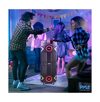 Pyle Dual 8” Portable Pa Speaker with Bluetooth, Flashing Party Lights, Usb/Sd/Fm Radio & Wireless Microphone