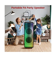 Pyle Dual 12" Bluetooth Portable Pa Party Speaker with Led Lights, Rechargeable Battery & Fm Radio