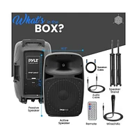 Pyle 15" Active & Passive Pa Speaker Combo System with Bluetooth, Led Lights & Remote Control