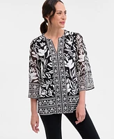 Jm Collection Women's Embellished Split-Neck Tunic, Exclusively at Macy's