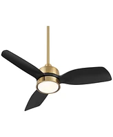 Casa Vieja 36" Verdin Modern Indoor Outdoor Ceiling Fan 3 Blade Led Light Remote Control Brass Finish Black Blades Bedroom Living Room Kitchen Garage