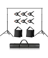 Neewer Photo Studio Backdrop Support System, 10ft/3m Wide 6.6ft/2m High Adjustable Background Stand with 4 Crossbars, 6 Backdrop Clamps, 2 Sandbags, a