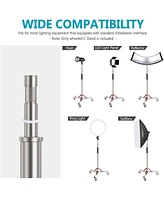 Neewer Heavy Duty Light Stand with Casters, Adjustable Tripod Stand with 100% Stainless Steel, Photography Wheeled Base Stand for Studio Softbox, Mono