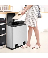 Slickblue Compartment Kitchen Trash Can with Foot Pedal for Convenient Waste Separation