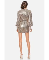 ONE33 Social Women's The Rayenne | Gold Sequin Shirt Dress