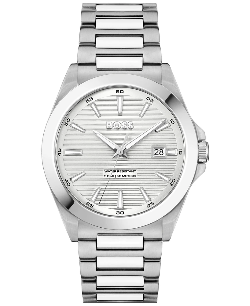 Hugo Boss Men's Strike C Silver Stainless Steel Watch, 41mm