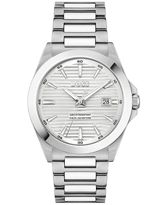 Hugo Boss Men's Strike C Silver Stainless Steel Watch, 41mm