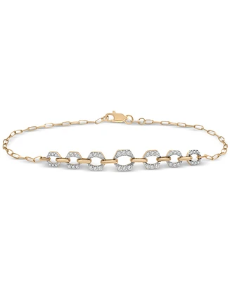 Diamond Graduated Open Link Chain Bracelet (1/4 ct. tw) in 14k Gold-Plated Sterling Silver, Exclusively at Macy's