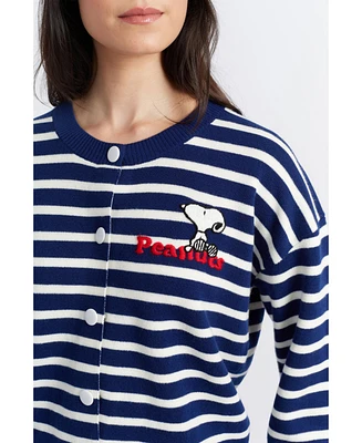 Chinti and Parker Women's & Snoopy Breton Milano Embroidered Merino Wool Cardigan