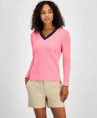 Tommy Hilfiger Women's Cable-Knit Cotton Sweater