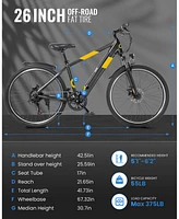 Gyroor 550W Electric Bike 26" Electric Mountain Bike for Adults, 48V Built-in Hidden Removable Battery