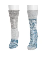 Muk Luks Women's 2 Pair Pack Wool Lodge Socks