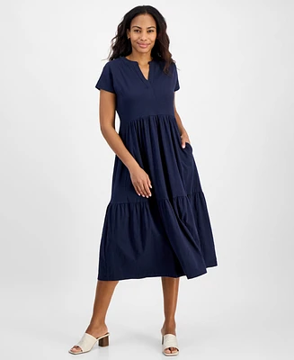 Nautica Jeans Women's Tiered Cotton Midi Dress