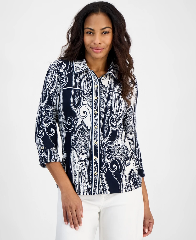 Nautica Jeans Women's Paisley-Print Button-Up Shirt