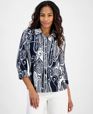 Nautica Jeans Women's Paisley-Print Button-Up Shirt