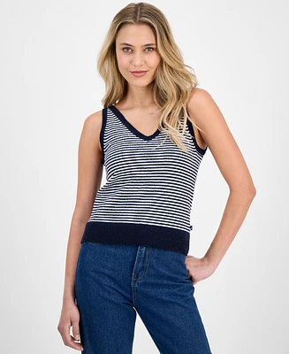 Nautica Jeans Women's Terry Striped Sleeveless Sweater