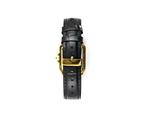 Peugeot Women's 14K Gold-Plated 32mm Tank Shape Leather Strap Watch