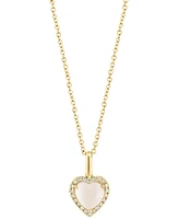 Effy Rose Quartz (1-5/8 ct. t.w.) & Diamond (1/10 ct. t.w.) Heart Halo 18" Pendant in 14k Gold