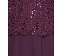 Alex Evenings Sequined Lace Contrast Dress