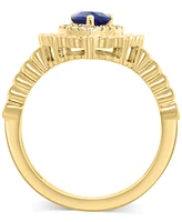 Effy Collection Diamond (1/4 ct. t.w.) & Sapphire (5/8 ct. t.w.) Pear Shaped Ring in 14k Two Tone Gold