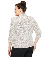 Alex Evenings Plus Printed Mandarin Jacket & Top Set