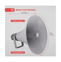 Pyle 19.5" Indoor/Outdoor Pa Horn Speaker with 100W Rms Power & 70V/100V Transformer