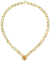 Citrine (3-3/8 ct. t.w.) & White Topaz (1/3 ct. t.w.) Xoxo Link 18" Collar Necklace in 14k Gold-Plated Sterling Silver