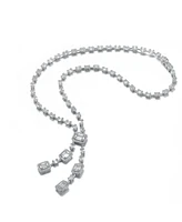 Genevive Sterling Silver White Gold Plated with White Cubic Zirconia Accent Necklace