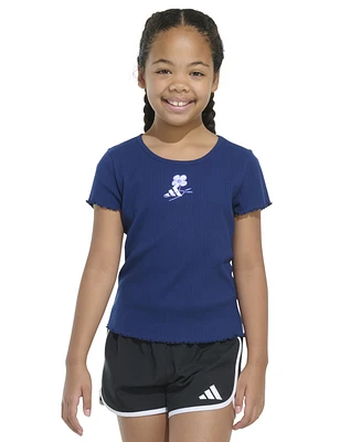 adidas Big Girls Short-Sleeve Cotton Baby Rib T-Shirt