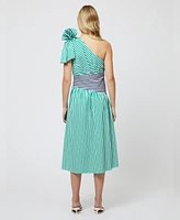 French Connection Women's Alexis Cotton One-Shoulder Striped Dress
