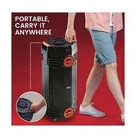 Pyle Dual 6.5” Portable Pa Speaker with Bluetooth, Flashing Led Lights, Usb/Sd/Fm Radio & Wireless Microphone