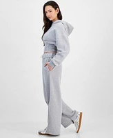 Madden Girl Juniors Corset Style Sweatshirt Wide Leg Sweatpants