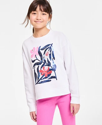 Epic Threads Little & Big Girls Sequined Floral Sweatshirt, Exclusively at Macy's