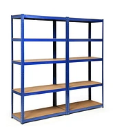 Gymax 2PCS 72'' Metal 5-Tier Garage Storage Rack Shelf Adjustable Freestanding