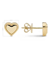 Devata Sweet Heart Stud Earrings in 14K Gold, approx. 2.8 grams.