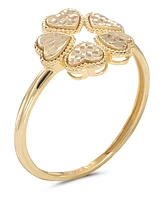 Devata Clover Heart Ring in 14K Gold, Size 8, approx. 2 grams.