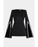 ONE33 Social Women's The Silva | Black Scallop Sleeved Mini Dress