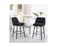 The Pop Home Set of 2 Counter Height Bar Stools, 360° Swivel Upholstered Barstools with Metal Legs-The