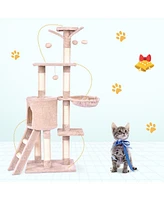 Gymax 56'' Cat Tree Kitten Pet Play House Furniture Condo Scratching Posts Ladder