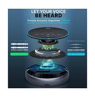 Pyle Portable Conference Speakerphone - Wireless Bluetooth Streaming with Usb-c, Aux Cable, and Omni-Directional Microphone