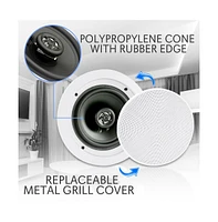 Pyle 6.5” Bluetooth Ceiling / Wall Speakers - 2-Way Flush Mount, Built-in Bluetooth, 200W Max Power