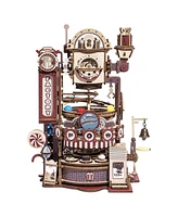 Robotime Marble Run 3D Wooden Jigsaw Puzzle Built-in Model Kit Home Decor Gifts for Teen Adults, Chocolate Factory, 10"6.7"12.2"