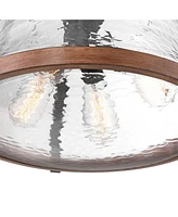 Dana 19 1/2" Farmhouse Rustic Pendant Chandelier Ceiling Light Fixture Dining Room Over Table Kitchen Island Foyer Hanging Round 4-Light Black Wood Fi