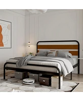 gaomon Platform Bed Frame with Wooden Headboard and Footboard