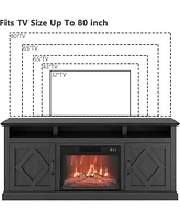 gaomon 67'' Tv Stand + 23'' Wick Tv Stand Electric Fireplace Electric Fireplace with Remote Control 1400W Powerful Heater