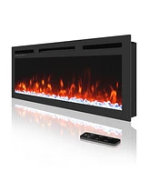 Boyel Living 29.3 in. Wall Mounted Recessed Electric Fireplace in Black with Multi-Color Flame